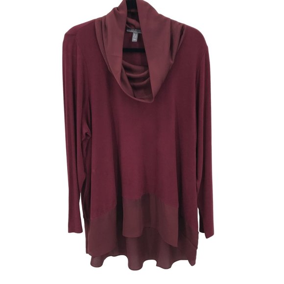 Lisa Rinna Womens Wine Slouchy Turtleneck  Lightweight Sweater Tunic Size 1X - Picture 1 of 10